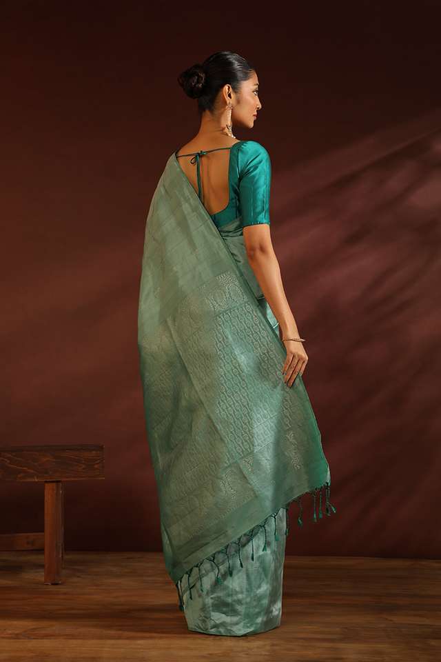 Green South Pure Silk Woven Saree thumbnail image number null