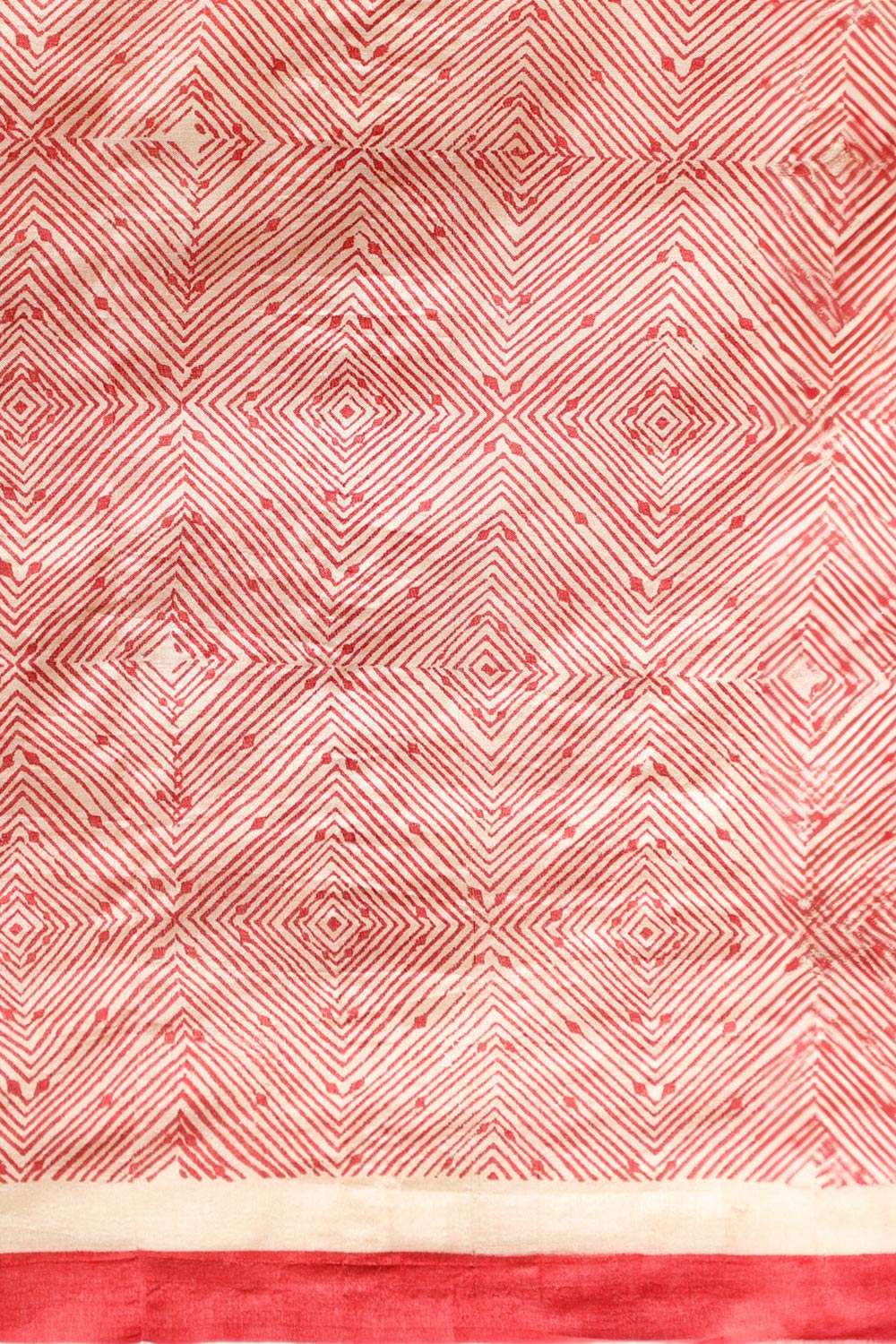 Beige Pure Tussar Silk Hand Painted Saree image number null