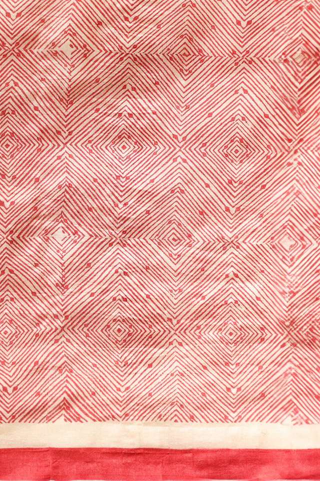 Beige Pure Tussar Silk Hand Painted Saree thumbnail image number null