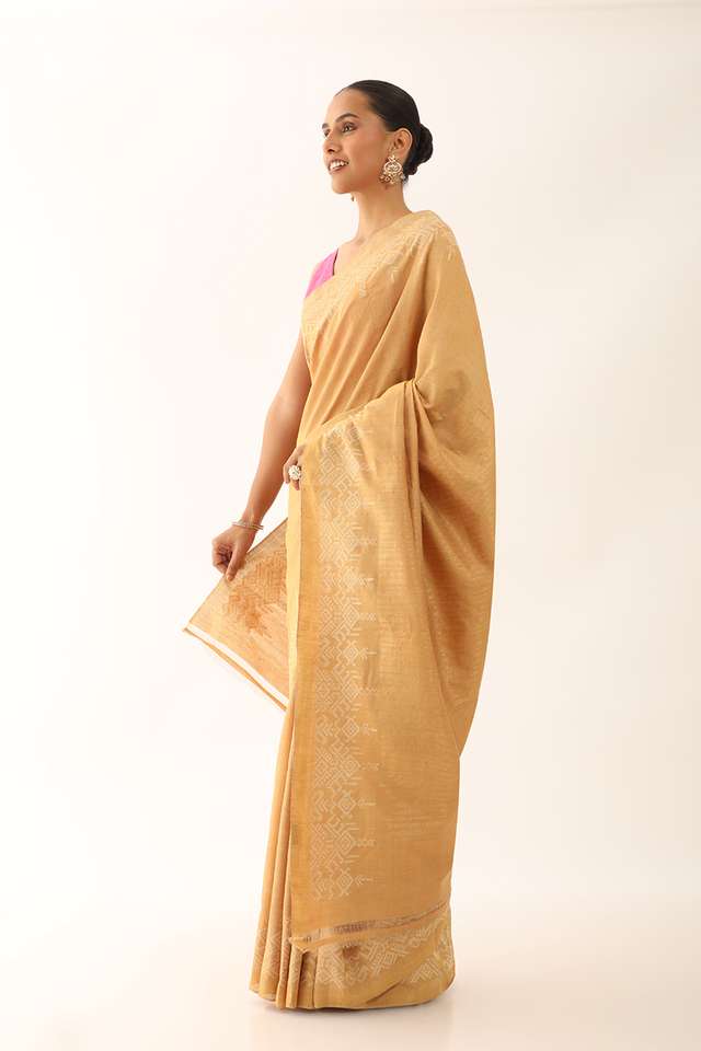 Yellow Chattisgarh Pure Tussar Silk Woven Saree thumbnail image number null
