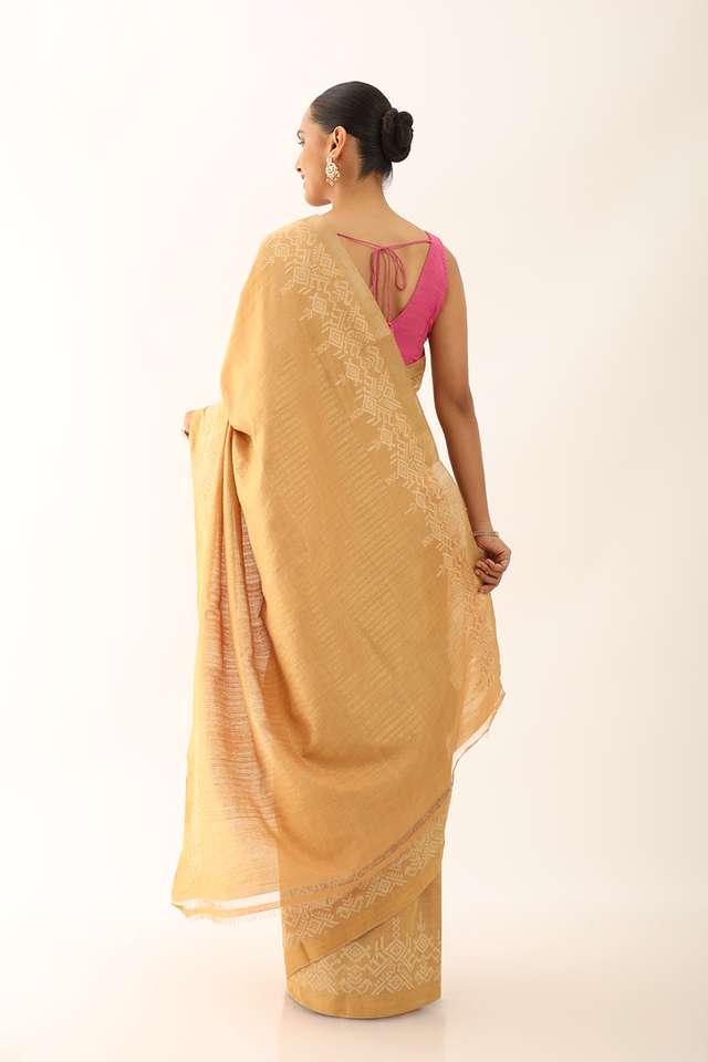Yellow Chattisgarh Pure Tussar Silk Woven Saree thumbnail image number null