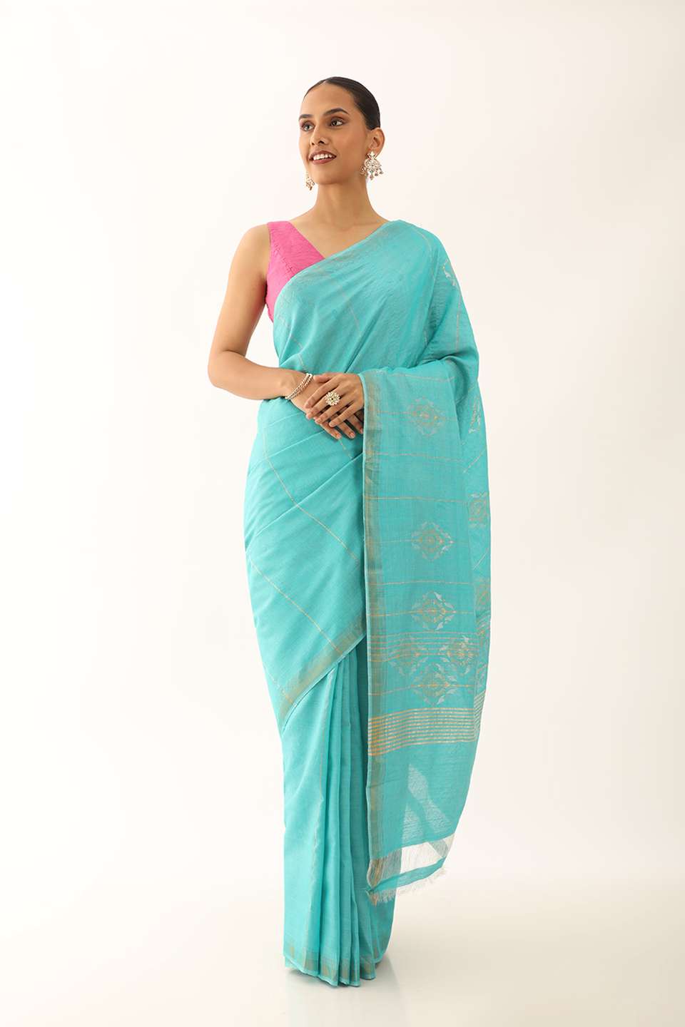 Light Blue Chattisgarh Pure Tussar Silk Woven Saree