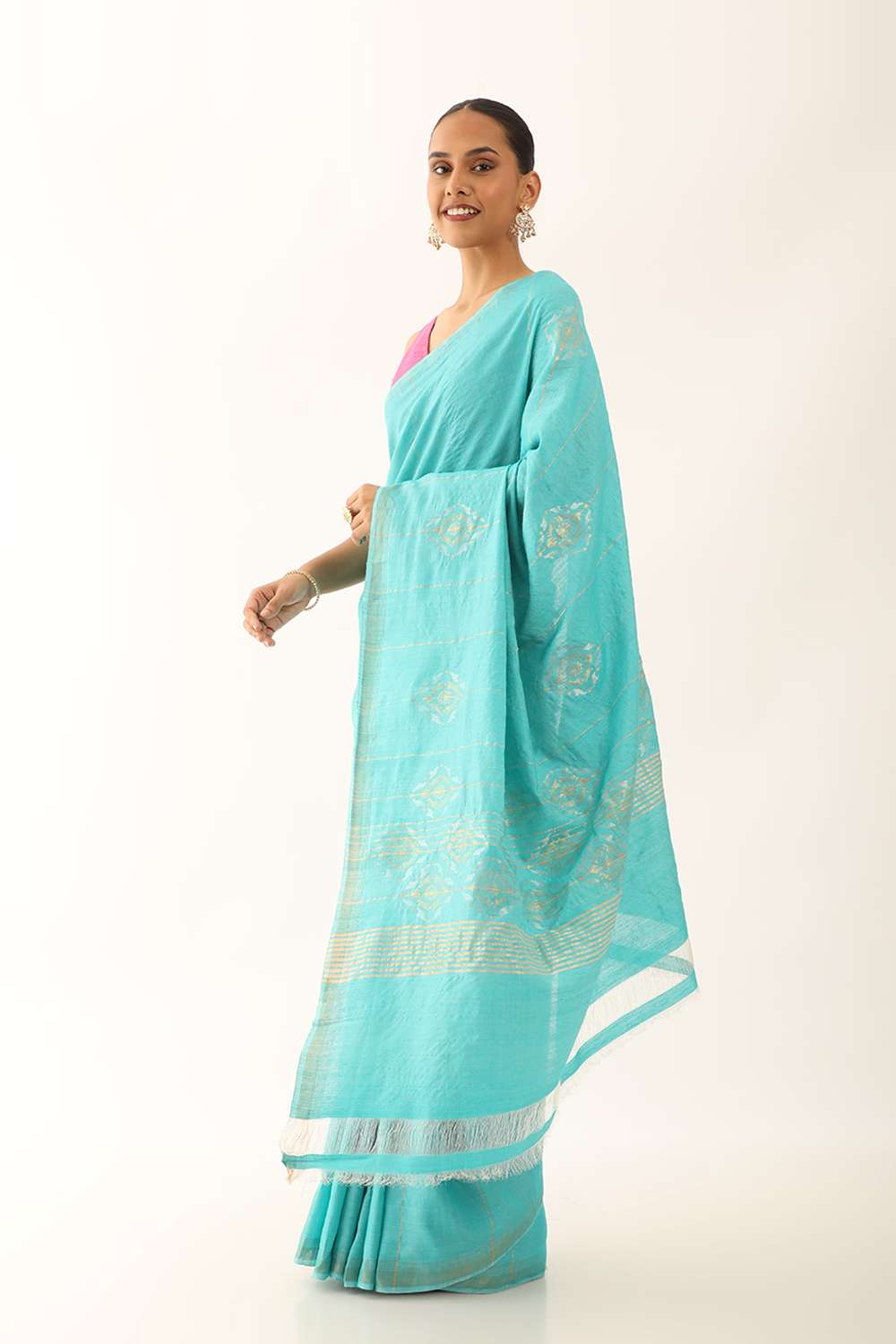 Light Blue Chattisgarh Pure Tussar Silk Woven Saree image number null