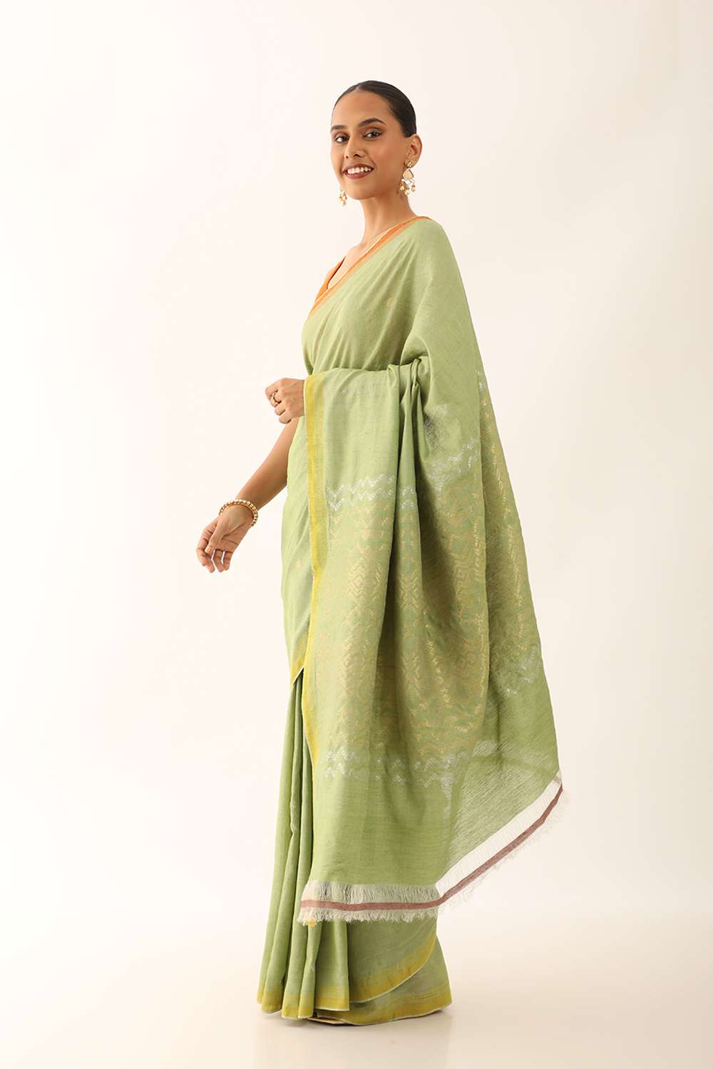 Light Green Chattisgarh Pure Tussar Silk Woven Saree image number null