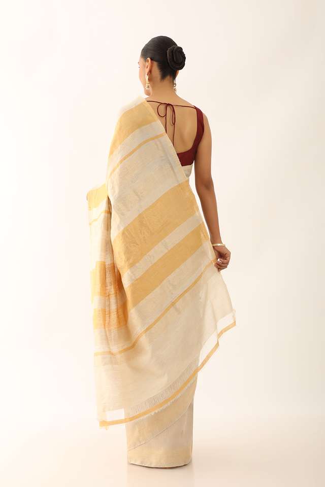 Beige Chattisgarh Pure Tussar Silk Woven Saree thumbnail image number null
