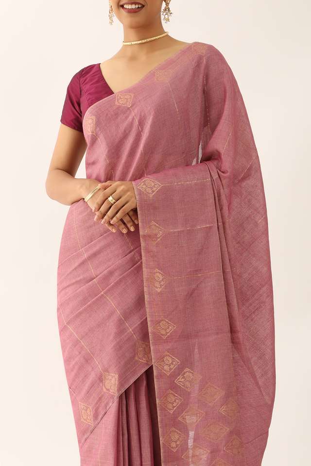 Light Violet Chattisgarh Pure Silk Tissue Woven Saree image number