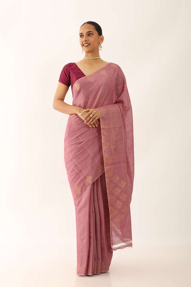 Light Violet Chattisgarh Pure Silk Tissue Woven Saree thumbnail image number null