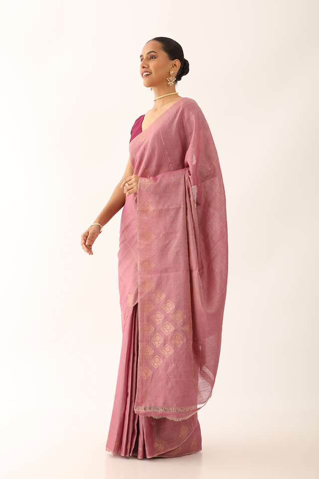 Light Violet Chattisgarh Pure Silk Tissue Woven Saree thumbnail image number null