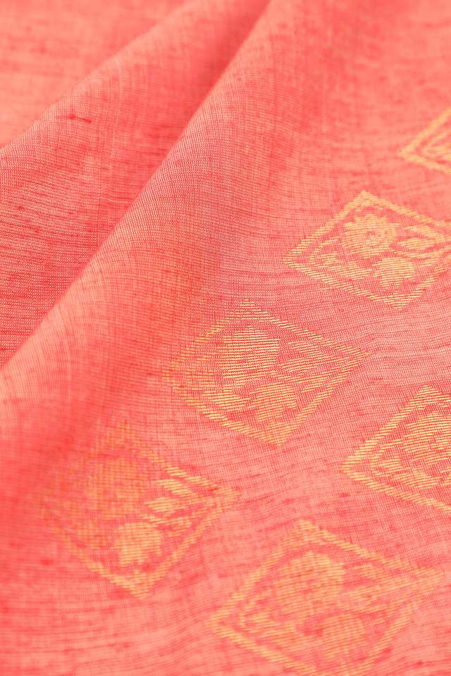 Light Red Chattisgarh Pure Silk Tissue Woven Saree thumbnail image number null