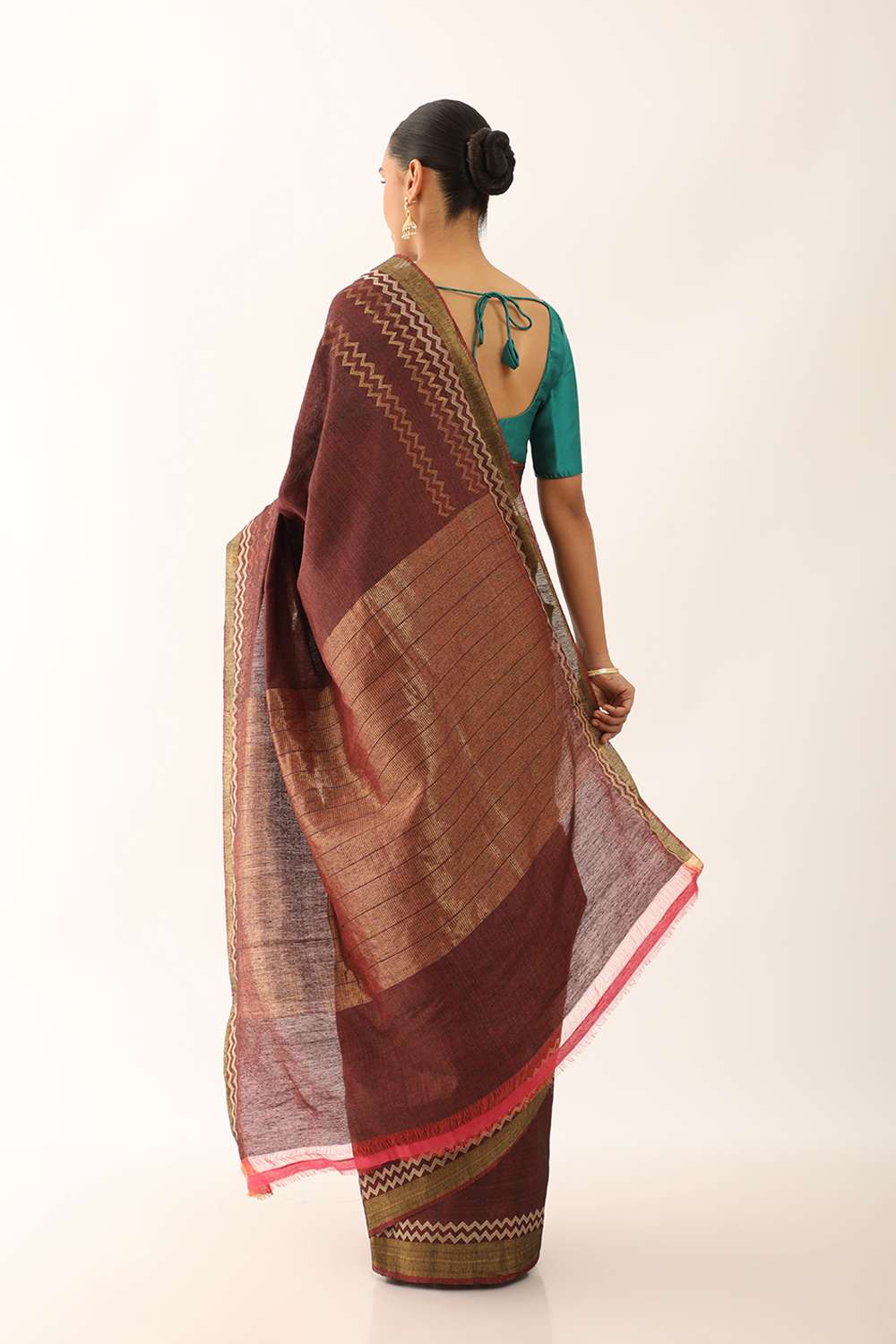 Dark Red Chattisgarh Pure Tussar Silk Woven Saree image number null