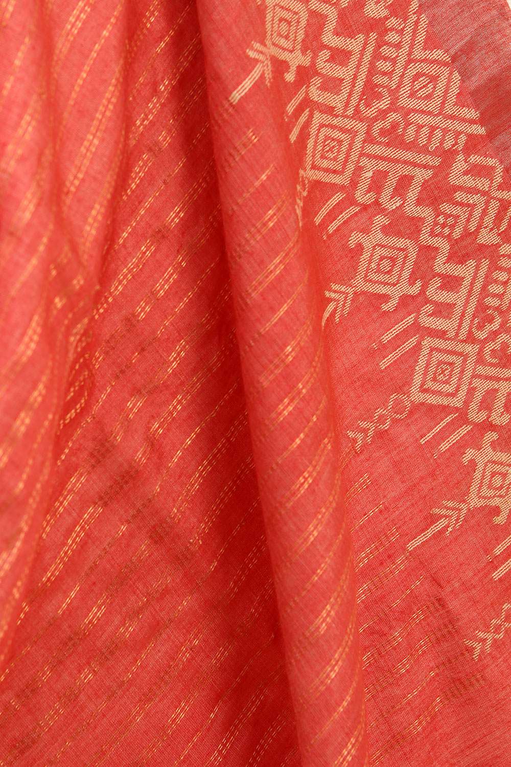 Red Woven Pure Tussar Silk Saree image number null