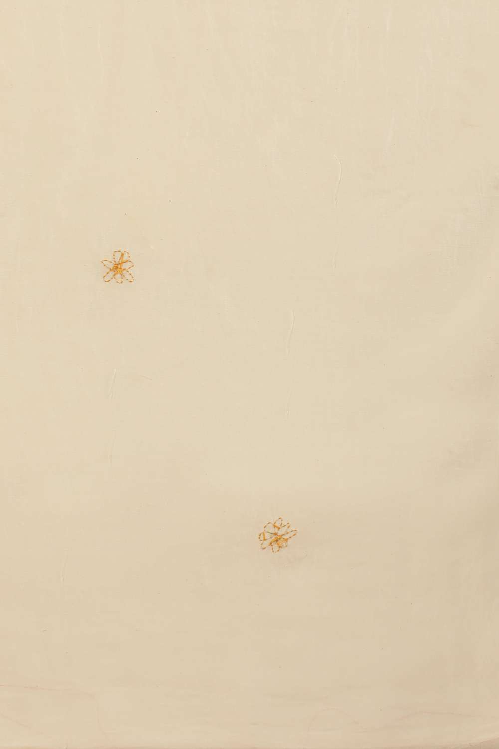 Off White Bengal Pure Silk Cotton Kantha Embroidered Saree image number null