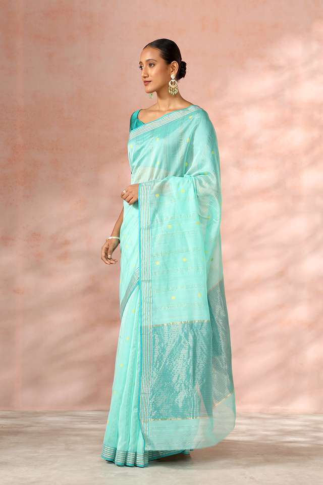 Light Green Woven Pure Silk Cotton Chanderi Saree thumbnail image number null