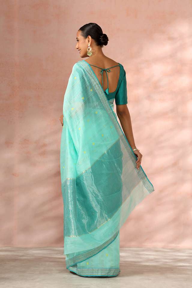 Light Green Woven Pure Silk Cotton Chanderi Saree thumbnail image number null