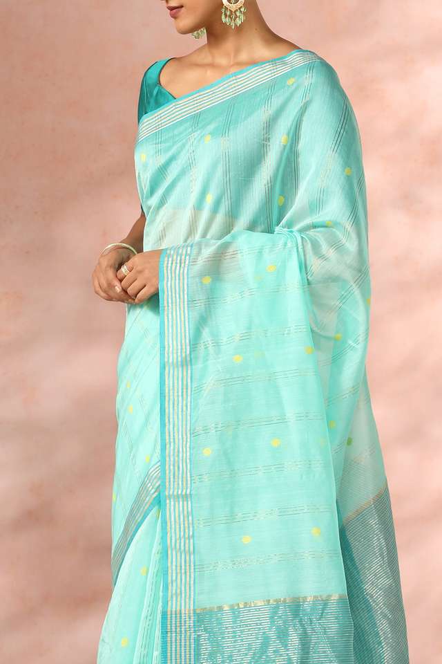Light Green Woven Pure Silk Cotton Chanderi Saree thumbnail image number null