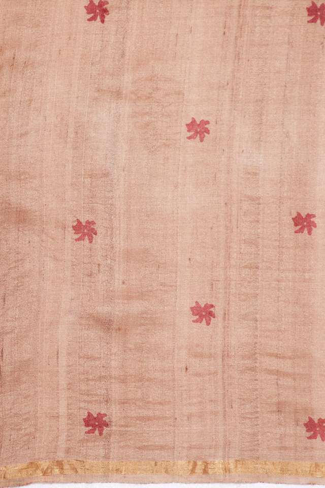 Red Chattisgarh Pure Tussar Silk Hand Painted Saree thumbnail image number null