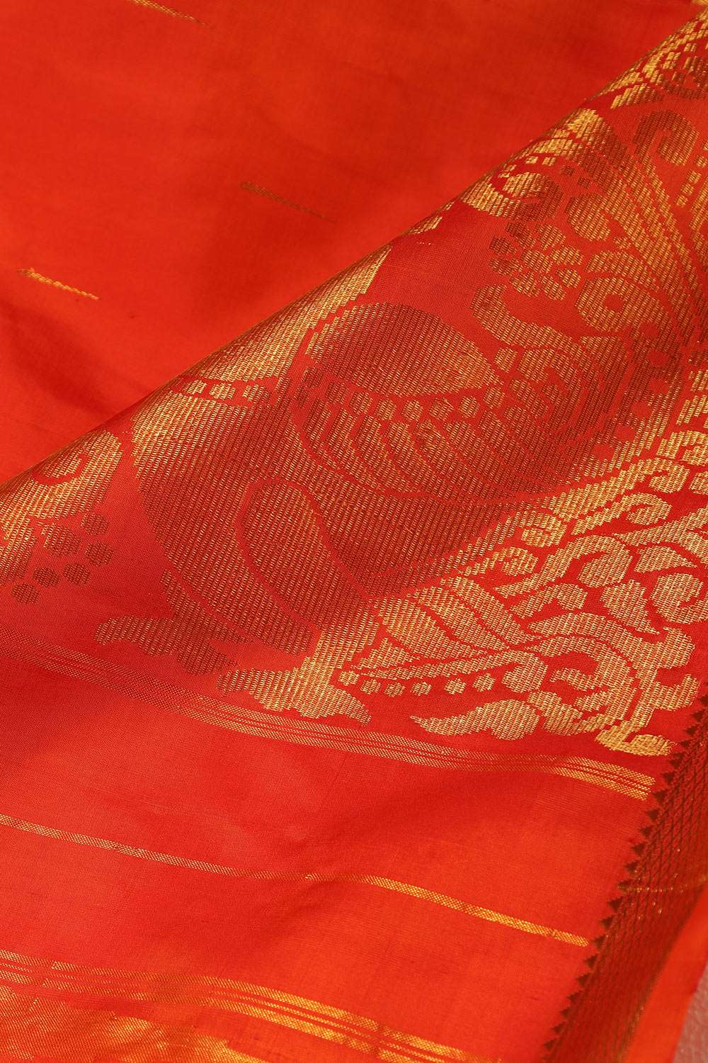 Orange Woven Pure Silk Kanjivaram Saree image number null