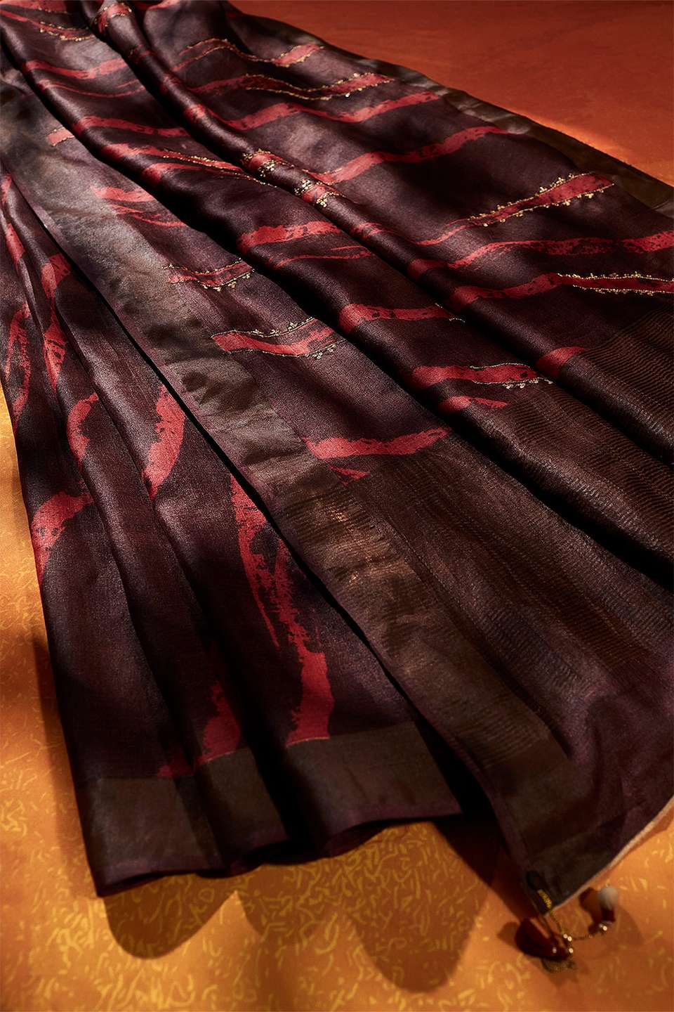 Brown Tussar Hand Painted Saree