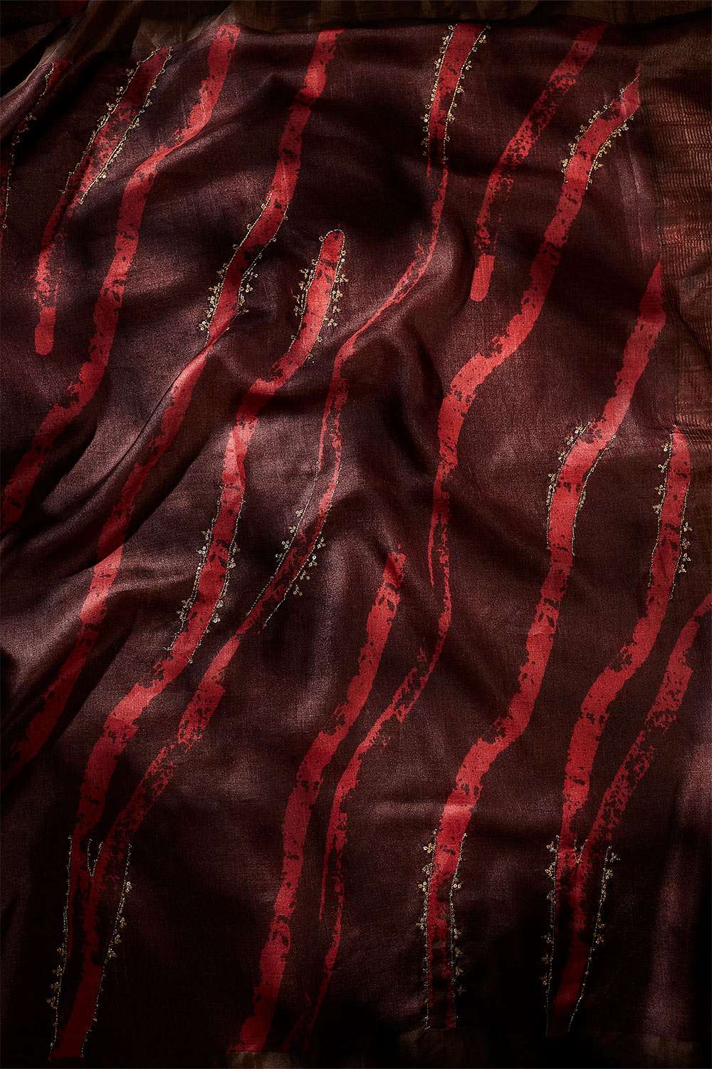 Brown Tussar Hand Painted Saree image number null