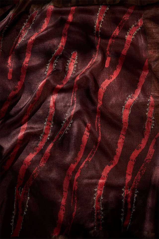 Brown Tussar Hand Painted Saree thumbnail image number null