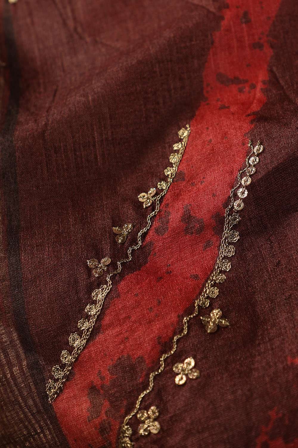 Brown Tussar Hand Painted Saree image number null