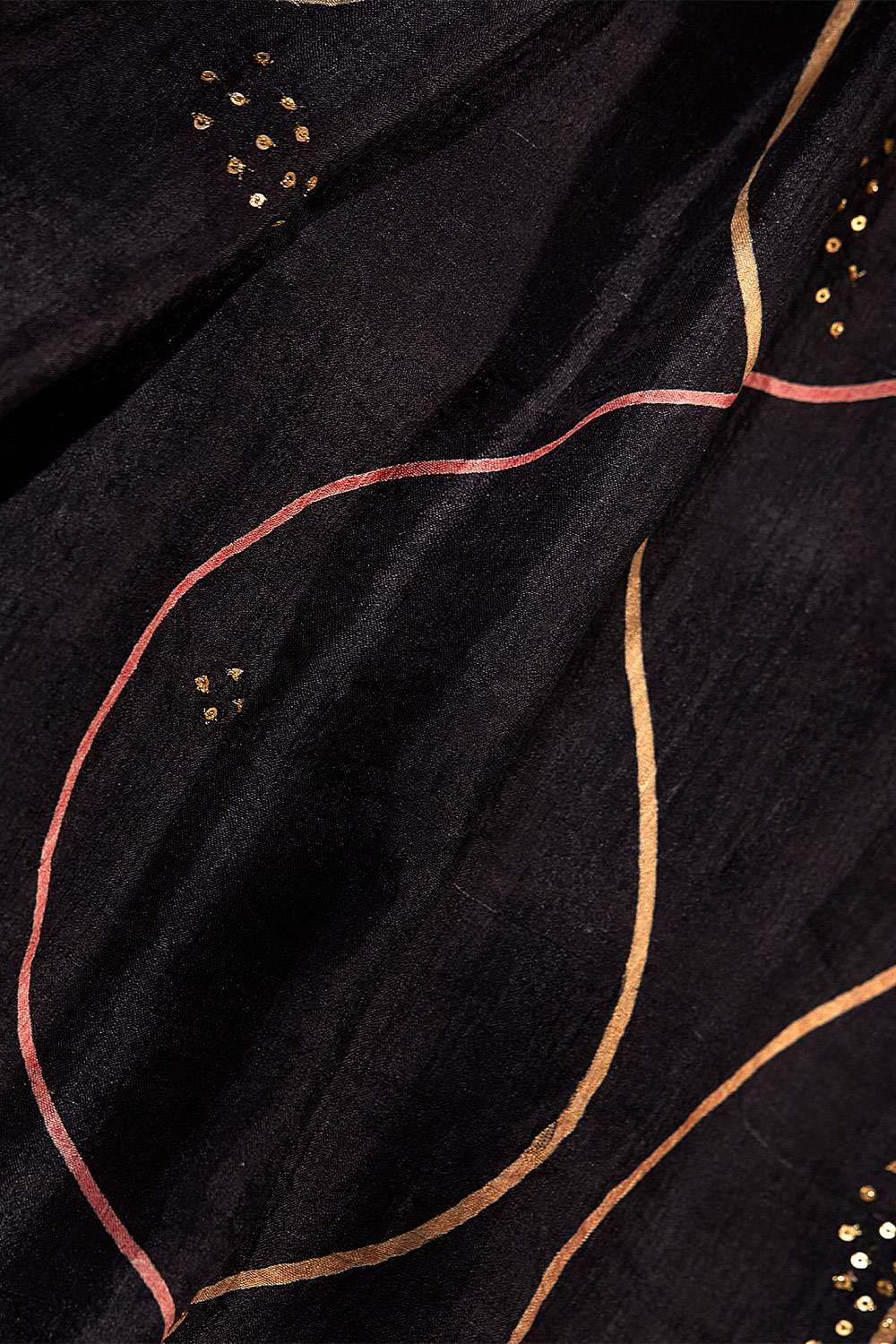 Black Hand Painted Silk Saree image number null