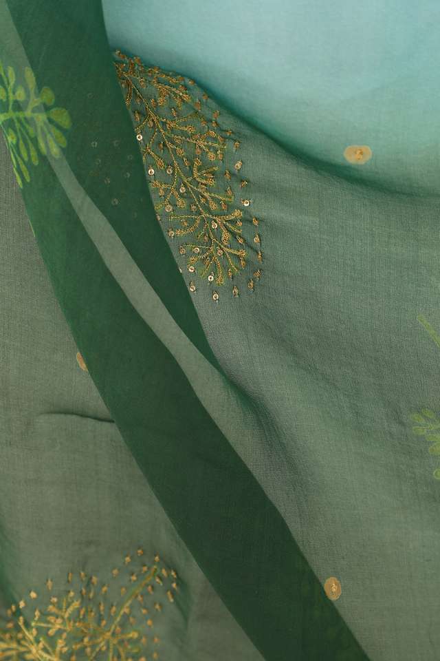 Blue Pure Silk Organza Hand Painted Saree thumbnail image number null
