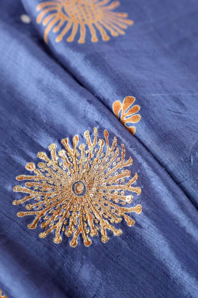 Blue Contemporary Pure Silk Hand Painted Saree thumbnail image number null