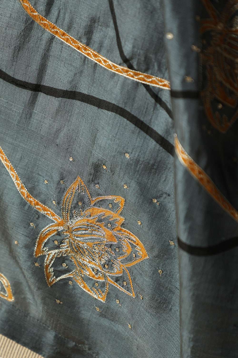 Blue Pure Silk Hand Painted Saree image number null