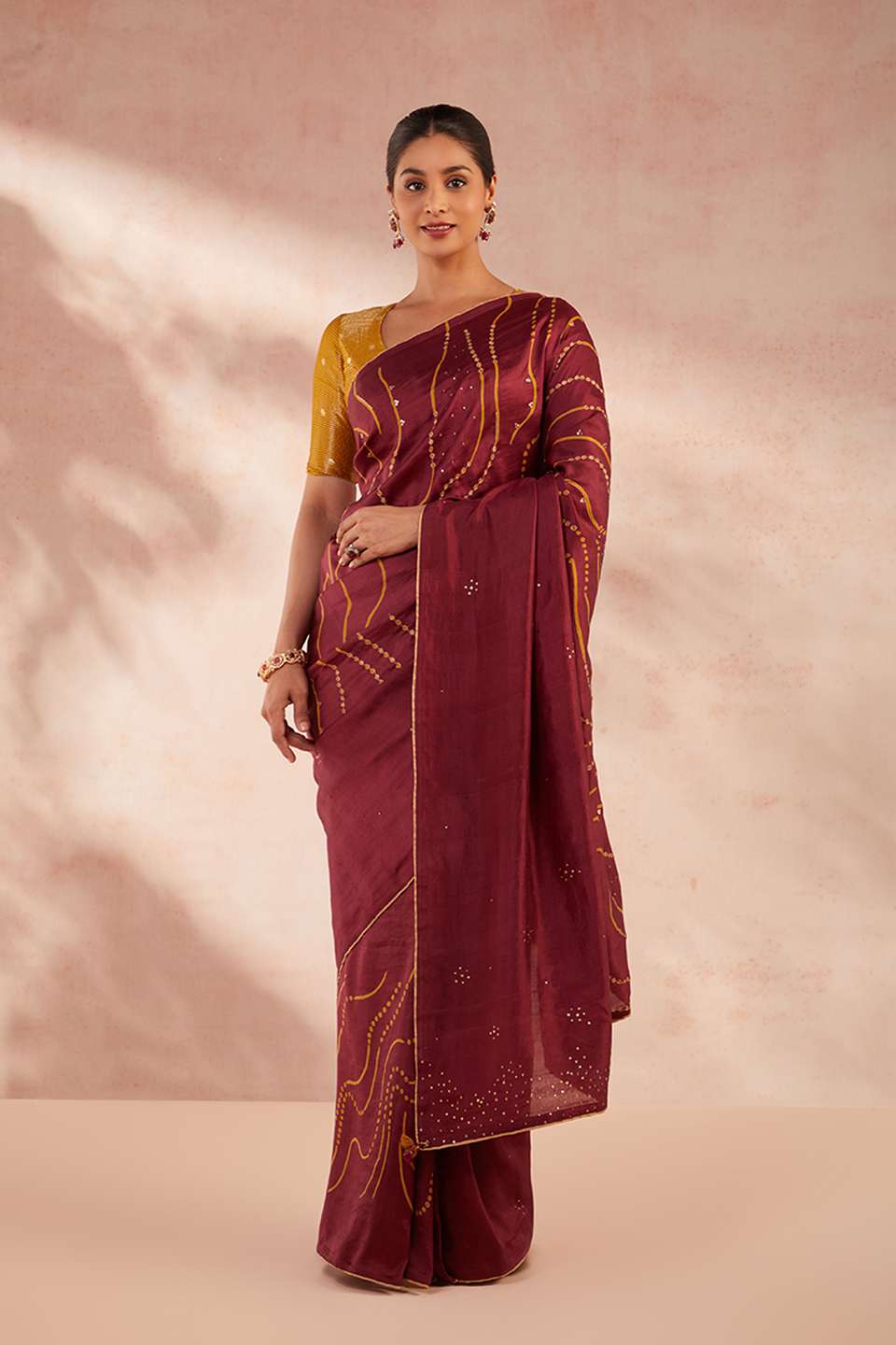 Maroon Pure Silk Hand Painted Saree