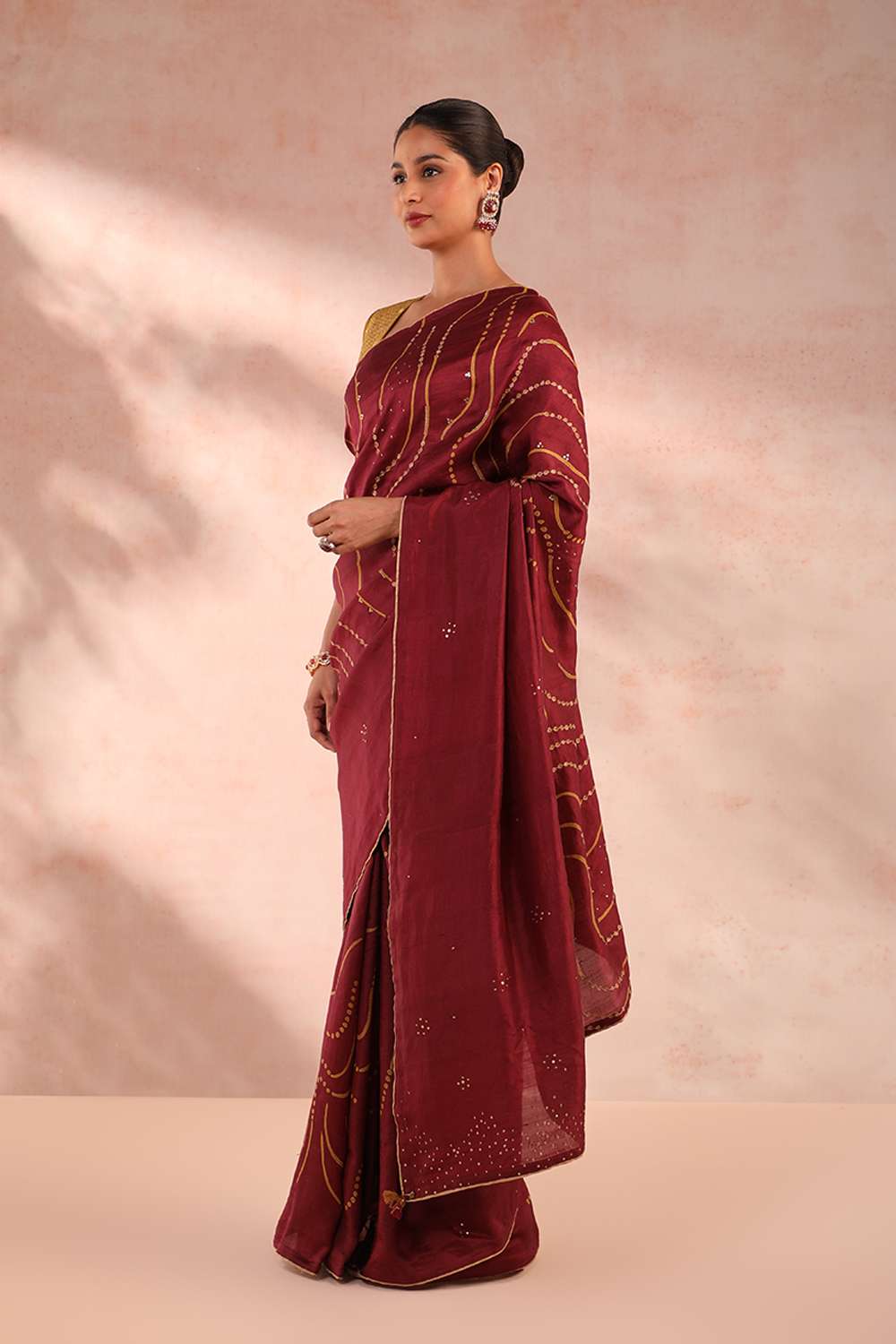 Maroon Pure Silk Hand Painted Saree image number null