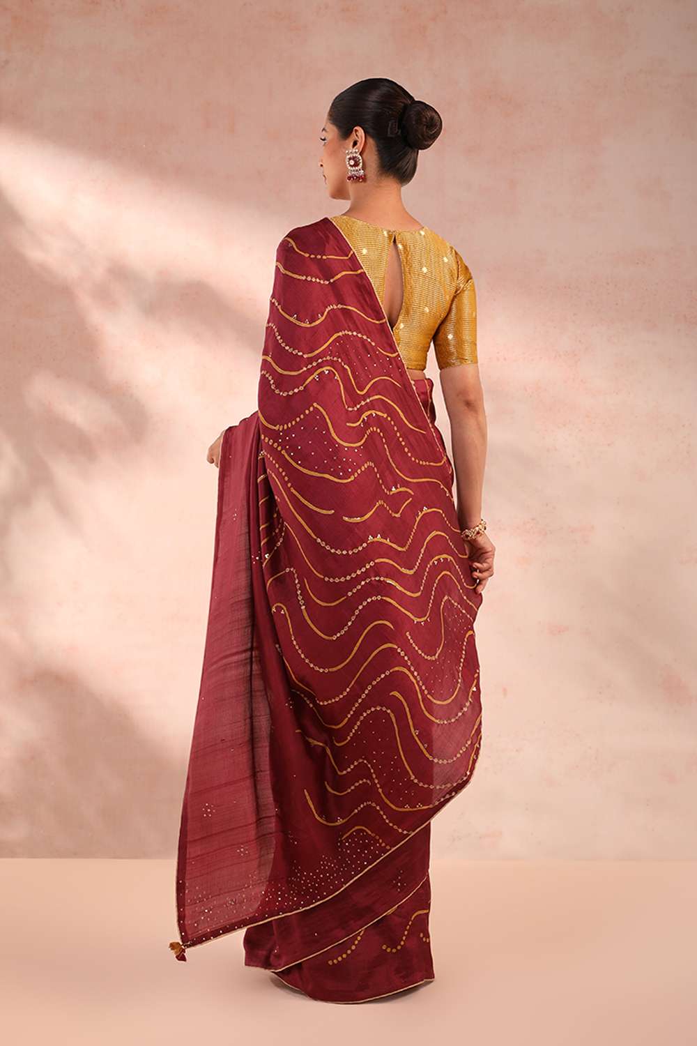 Maroon Pure Silk Hand Painted Saree image number null