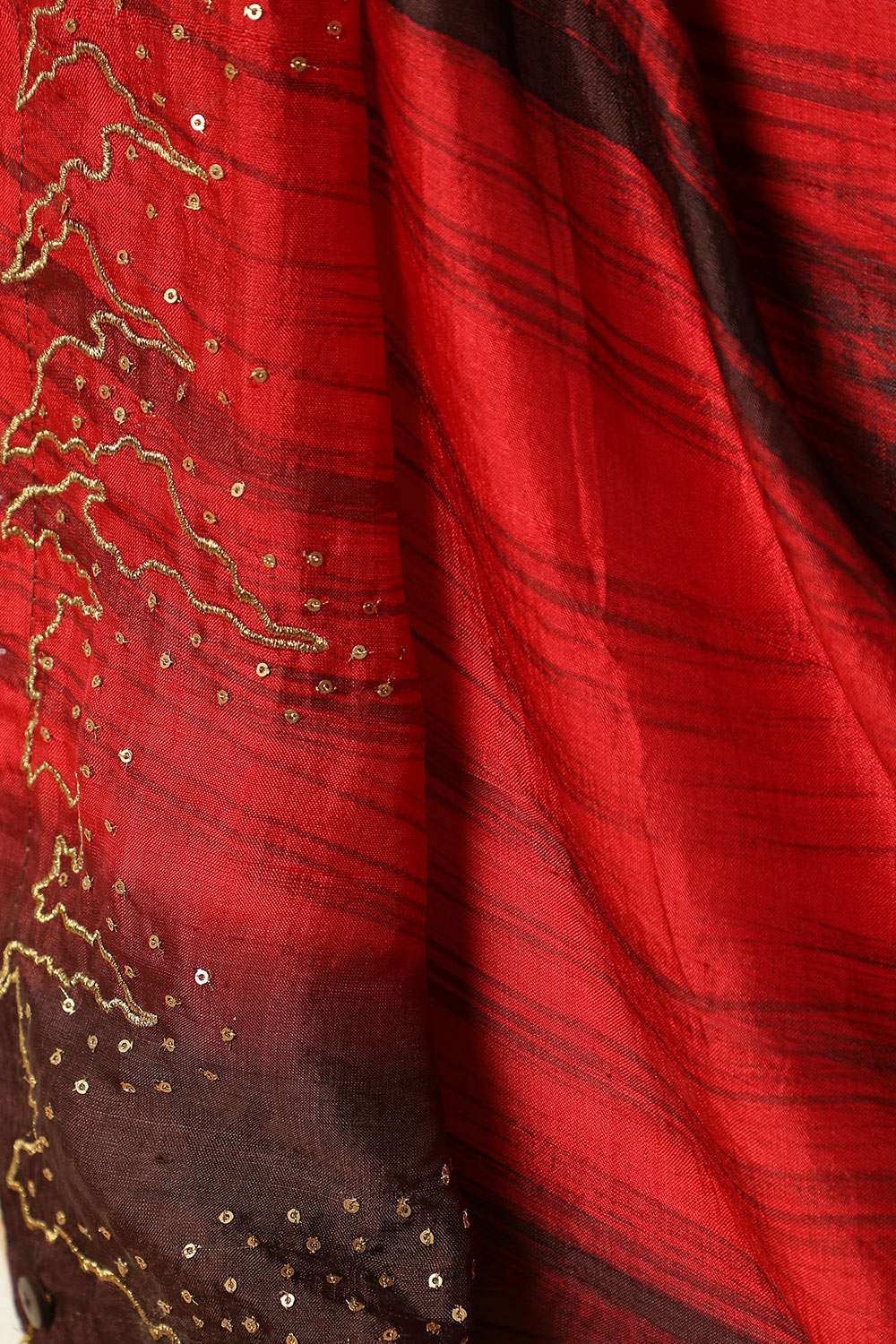 Red Hand Painted Tussar Saree image number null