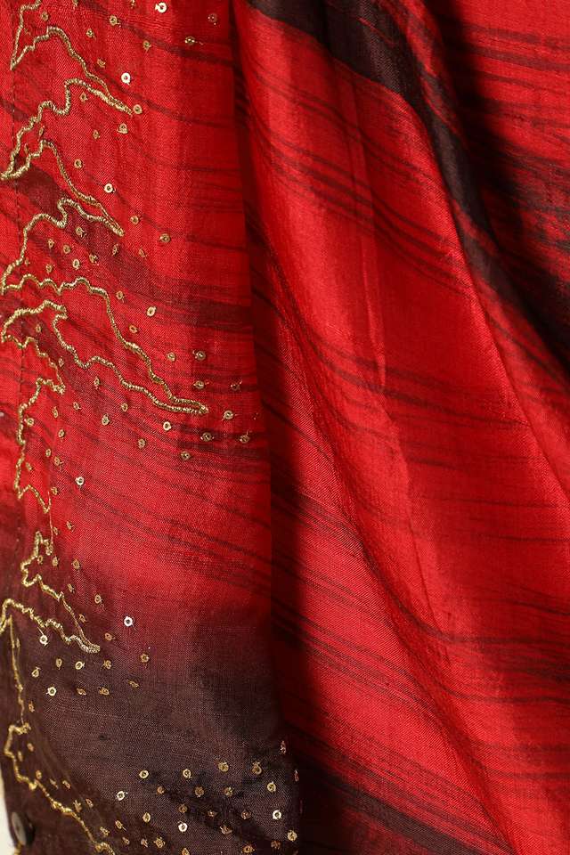 Red Hand Painted Tussar Saree thumbnail image number null