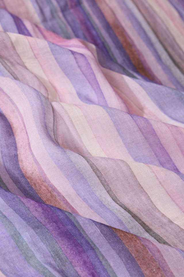 Purple Printed Pure Linen Saree thumbnail image number null
