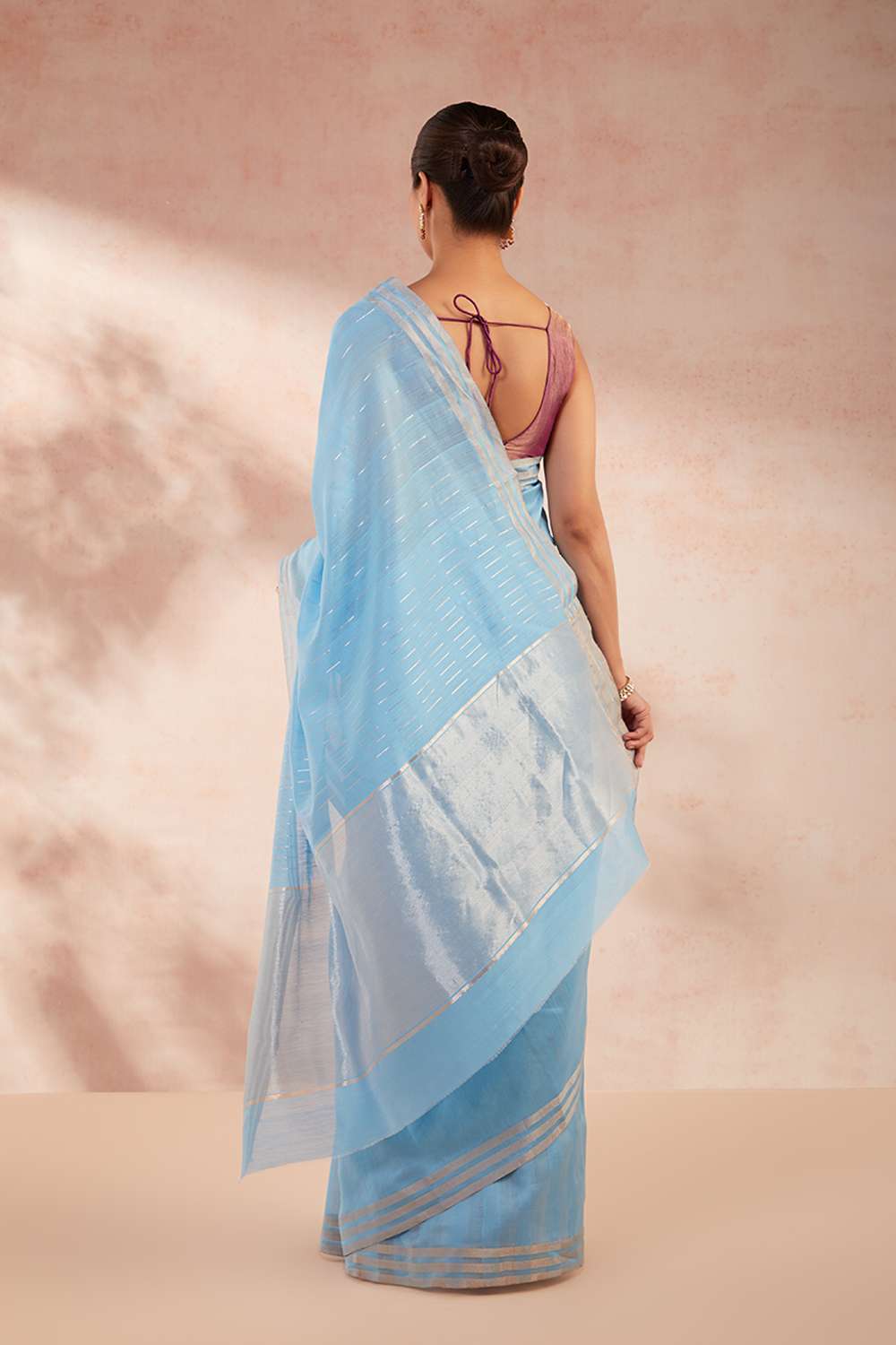 Blue Woven Pure Silk Cotton Chanderi Saree image number null