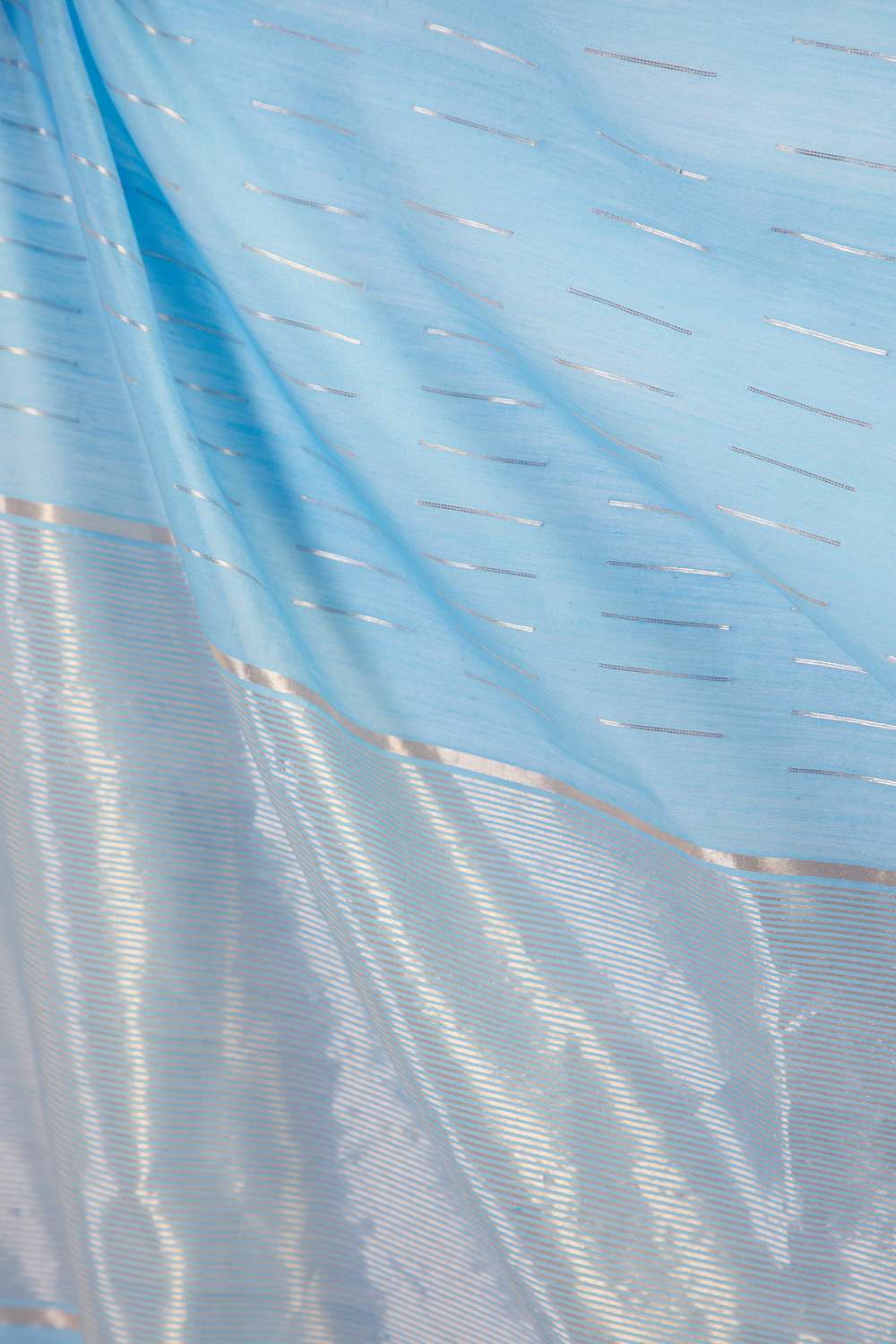 Blue Woven Pure Silk Cotton Chanderi Saree image number null