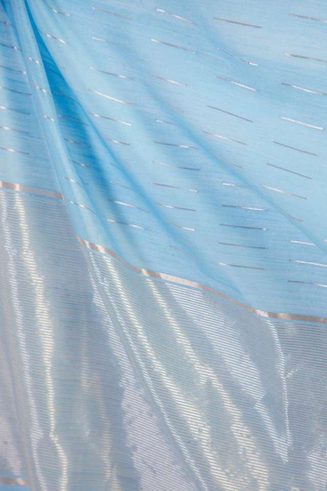 Blue Woven Pure Silk Cotton Chanderi Saree thumbnail image number null