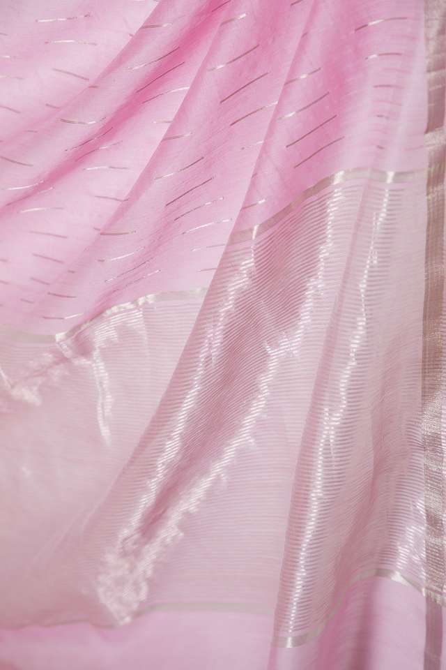 Pink Woven Pure Silk Cotton Chanderi Saree thumbnail image number null