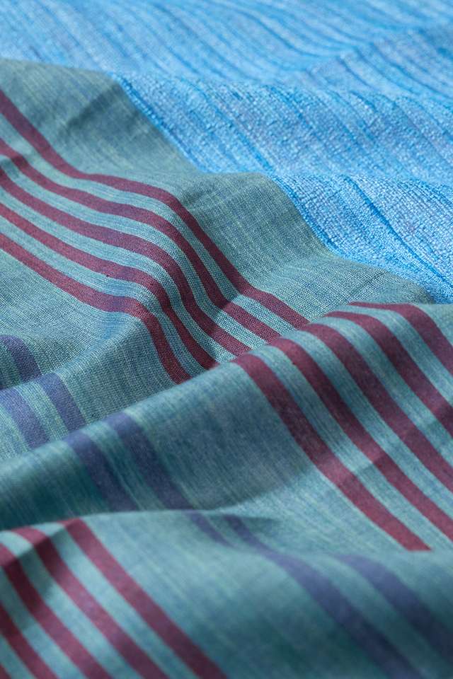 Blue Bhagalpur Woven Pure Tussar Silk Saree thumbnail image number null