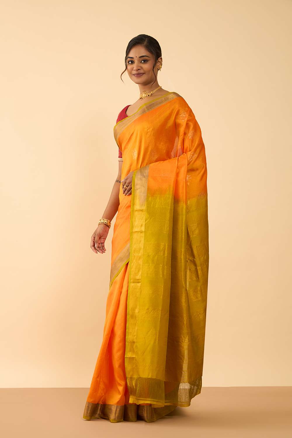 Orange Woven Pure Silk Saree image number null