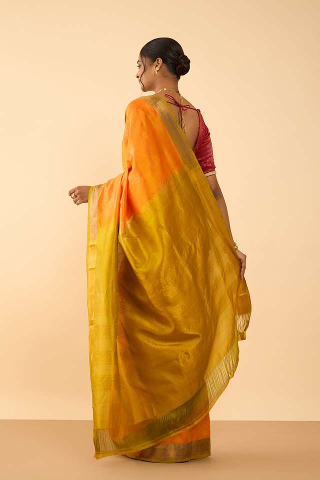 Orange Woven Pure Silk Saree thumbnail image number null