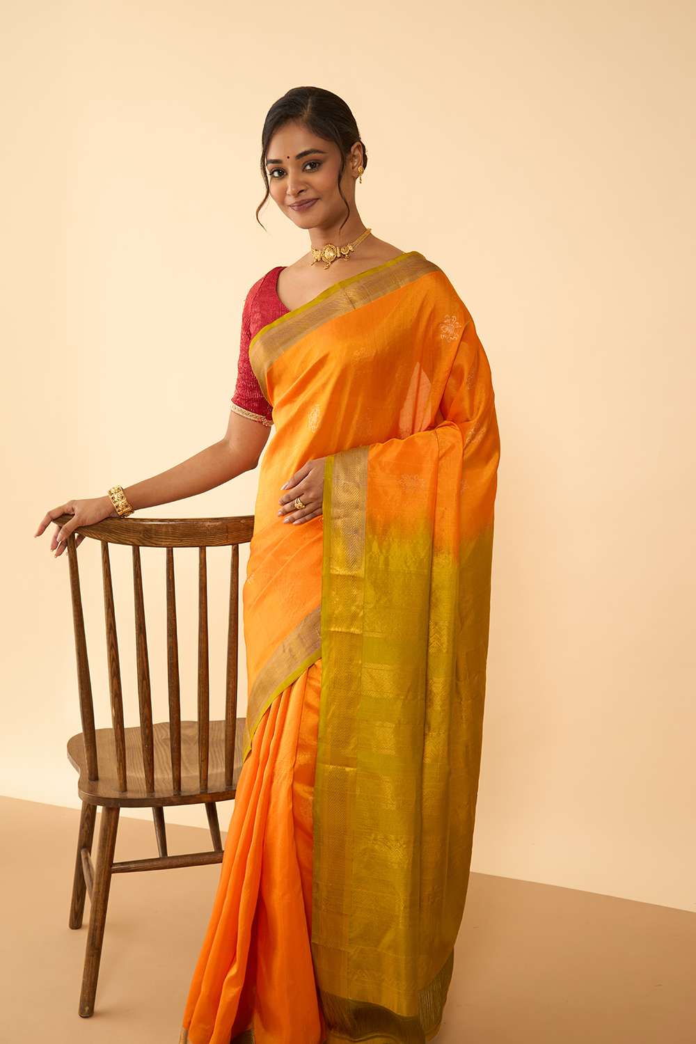 Orange Woven Pure Silk Saree image number null