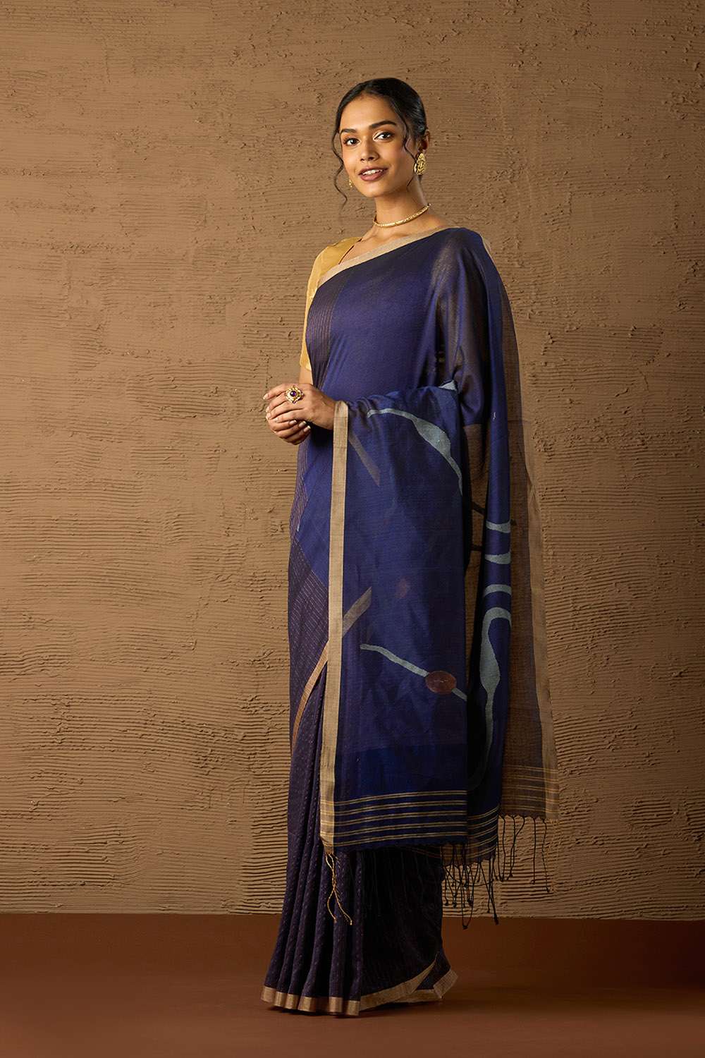 Blue Bengal Pure Cotton Jamdani Saree image number null