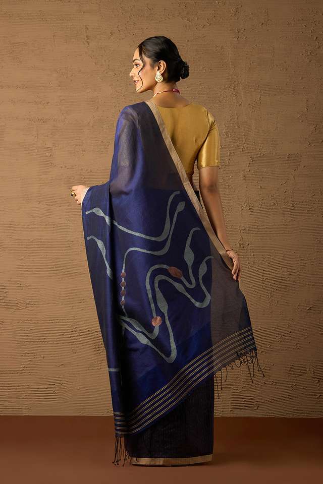 Blue Bengal Pure Cotton Jamdani Saree thumbnail image number null