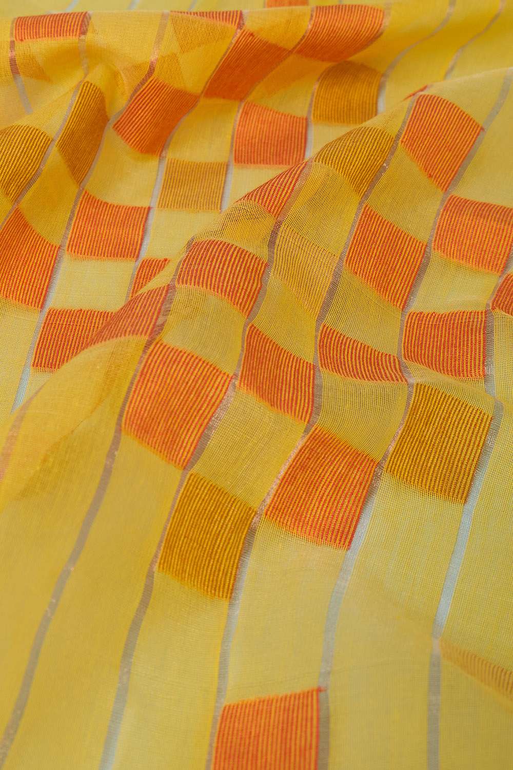 Yellow Bengal Pure Silk Cotton Jamdani Saree image number null