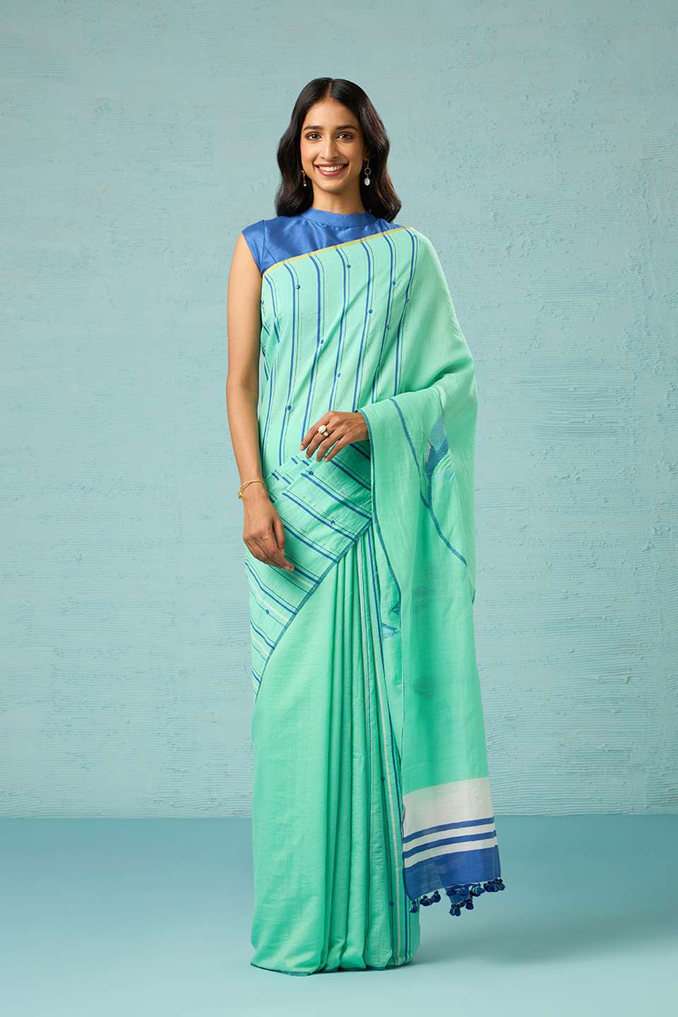 Light Green Bengal Pure Silk Cotton Jamdani Saree