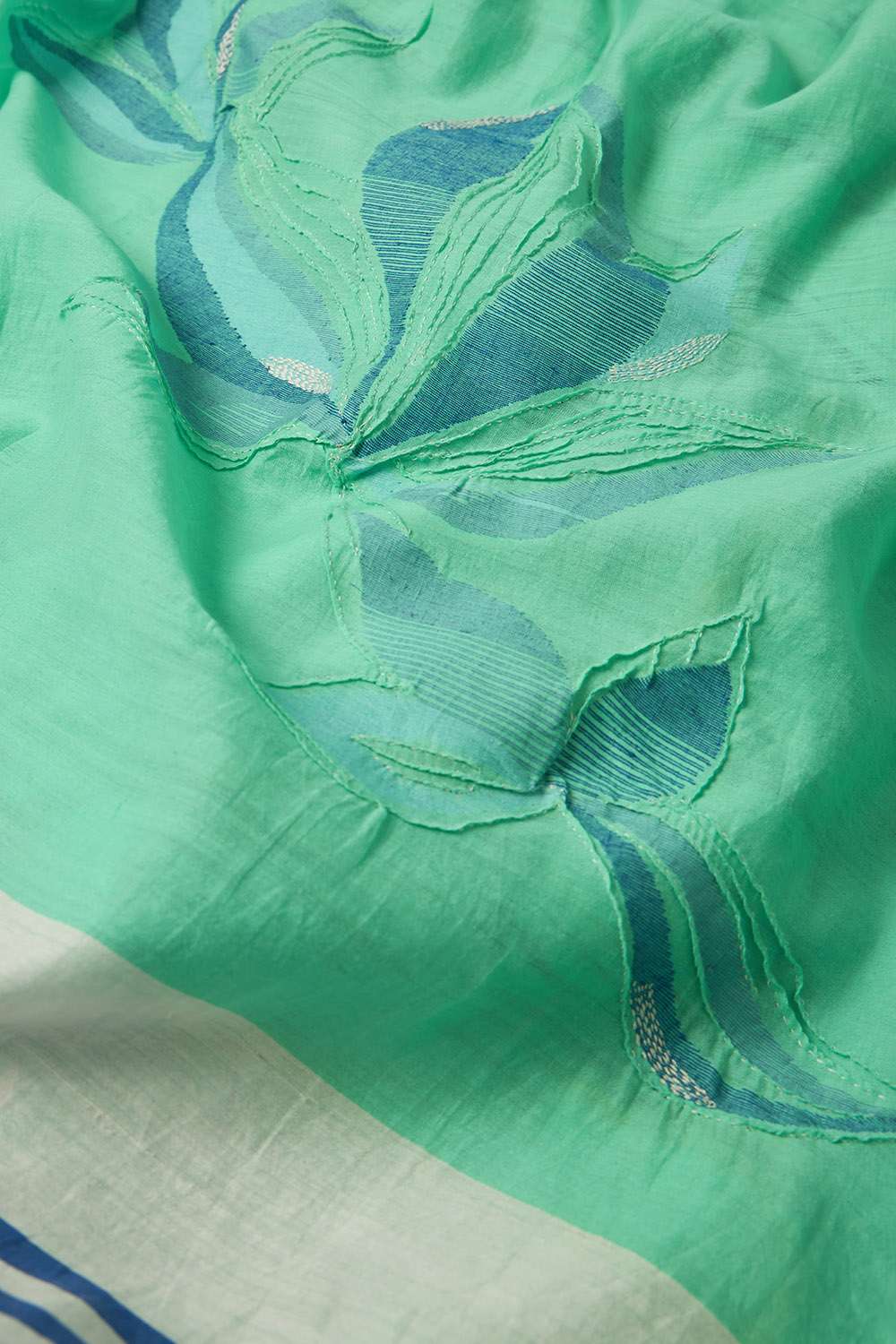 Light Green Bengal Pure Silk Cotton Jamdani Saree image number null