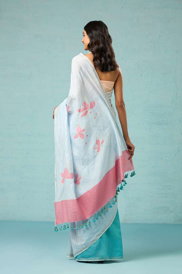 Blue Bengal Pure Silk Cotton Jamdani Saree thumbnail image number null