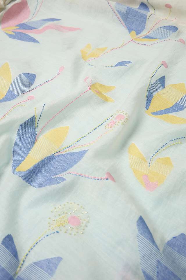 Off White Bengal Pure Silk Cotton Jamdani Saree thumbnail image number null
